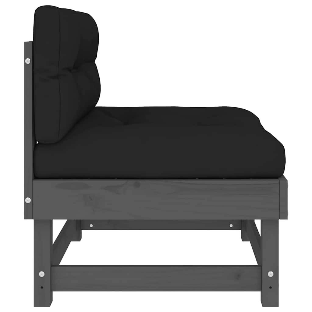 Canapés centraux avec coussins 2 pcs | Canapé D'extérieur | Sofa De Jardin gris bois de pin massif Maison Chic - Image 6