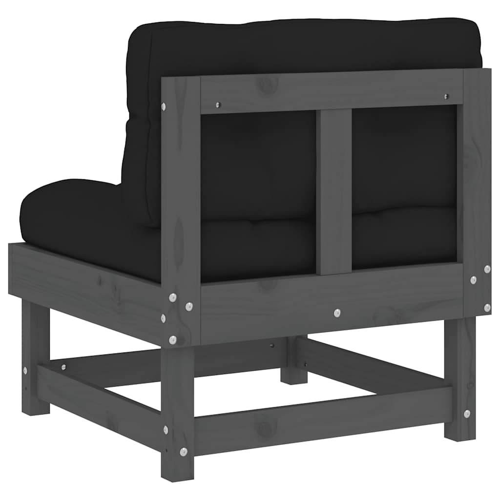 Canapés centraux avec coussins 2 pcs | Canapé D'extérieur | Sofa De Jardin gris bois de pin massif Maison Chic - Image 7