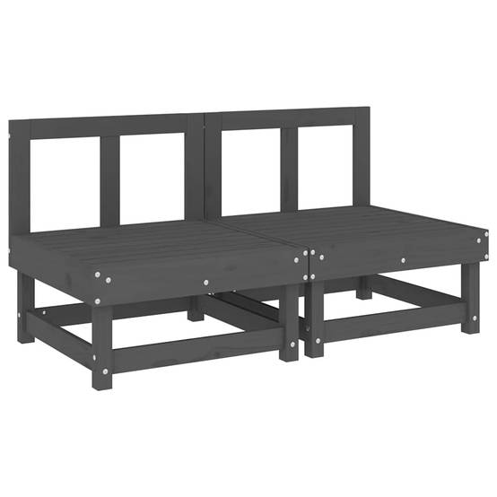 Canapés centraux avec coussins 2 pcs | Canapé D'extérieur | Sofa De Jardin gris bois de pin massif Maison Chic - Image 3