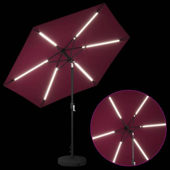 Parasol polyester bordeaux 269 x 269 x 235 cm - PANGIVO - Image 4