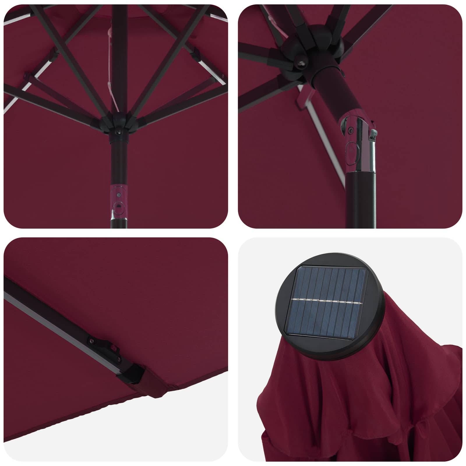Parasol polyester bordeaux 269 x 269 x 235 cm - PANGIVO - Image 6