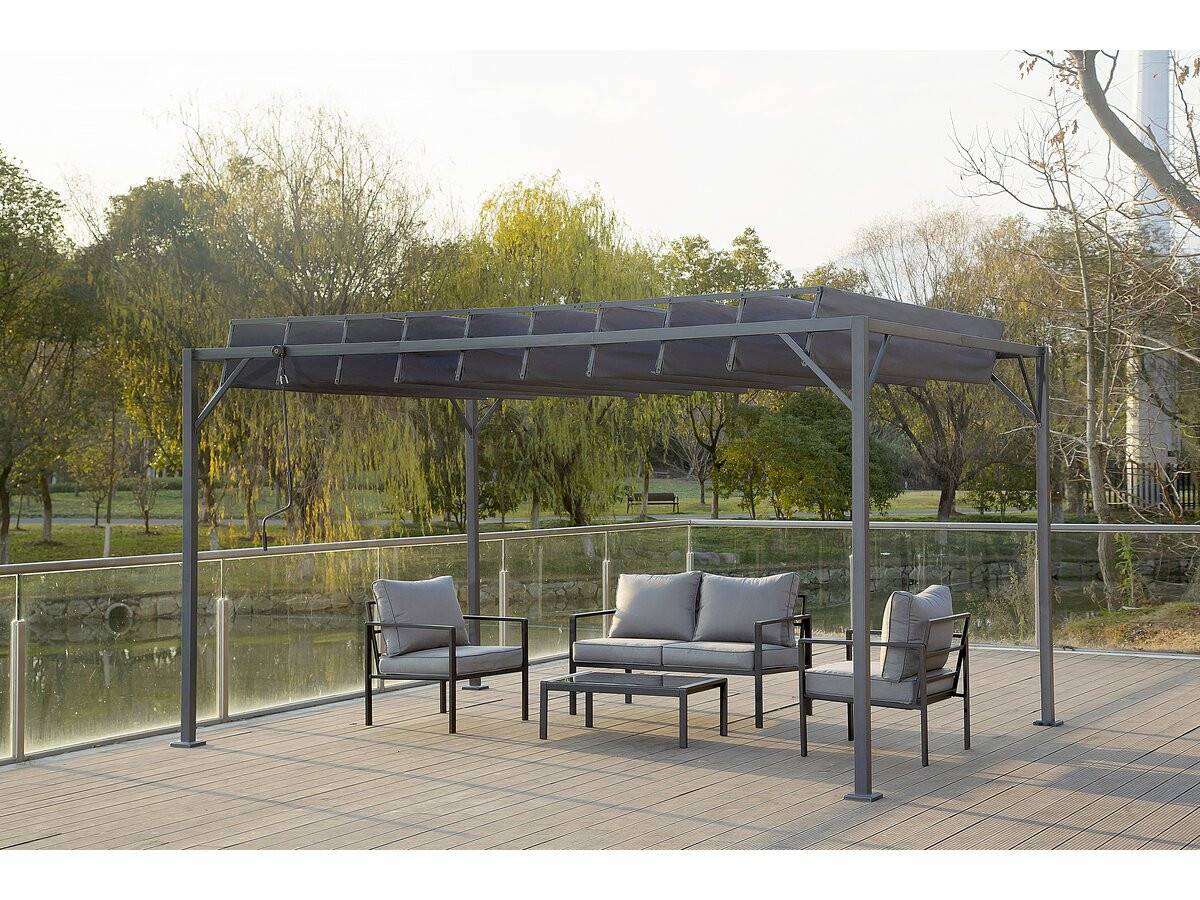 Habitat Et Jardin - Pergola Bioclimatique En Tissu "lodge" 3 X 4 M - Anthracite -habitat Et Jardin - Image 2
