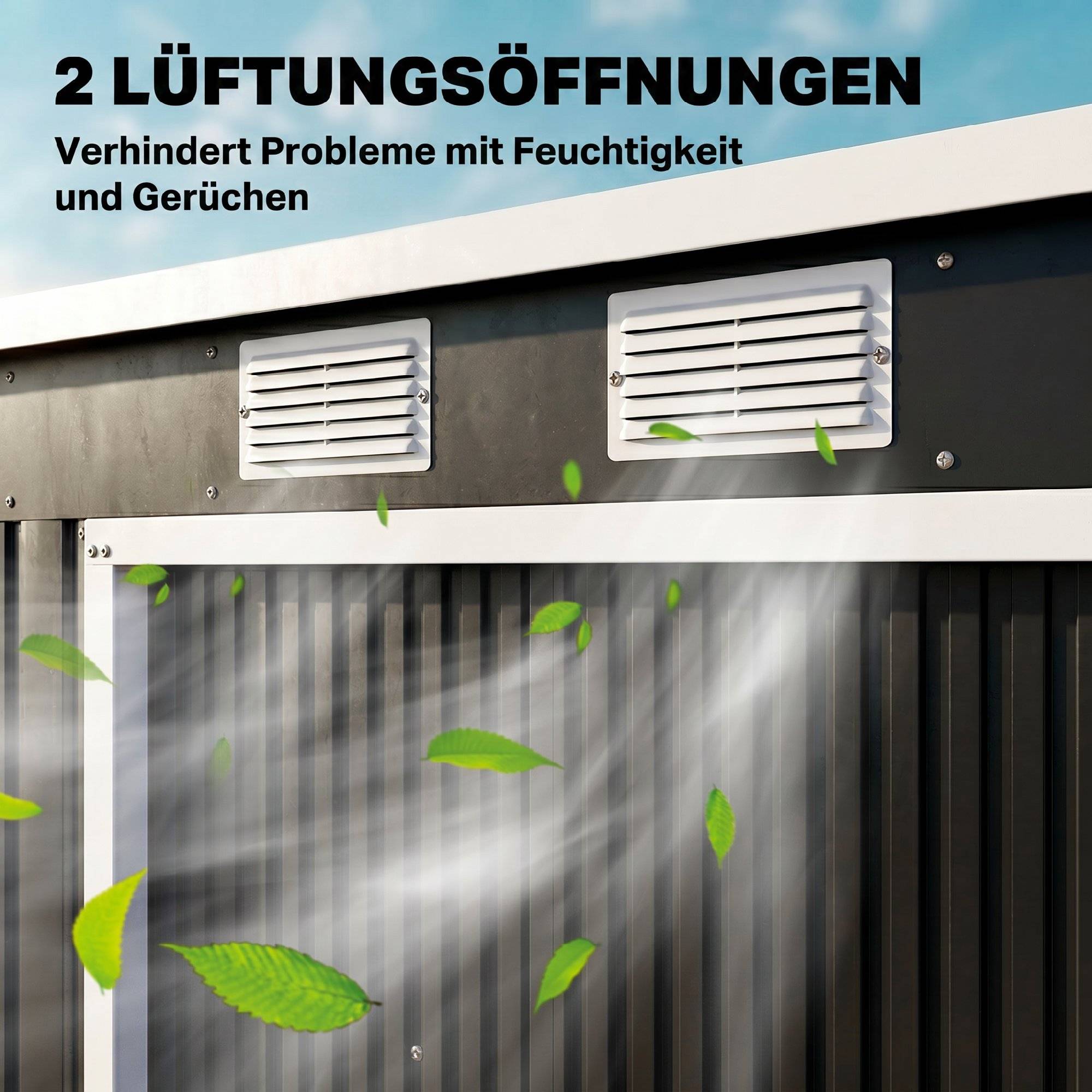 ComfortXL - Abri de jardin acier galvanisé 213 x 130 x 172 cm gris foncé avec portes coulissantes - ComfortXL Outdoor Living - Image 9