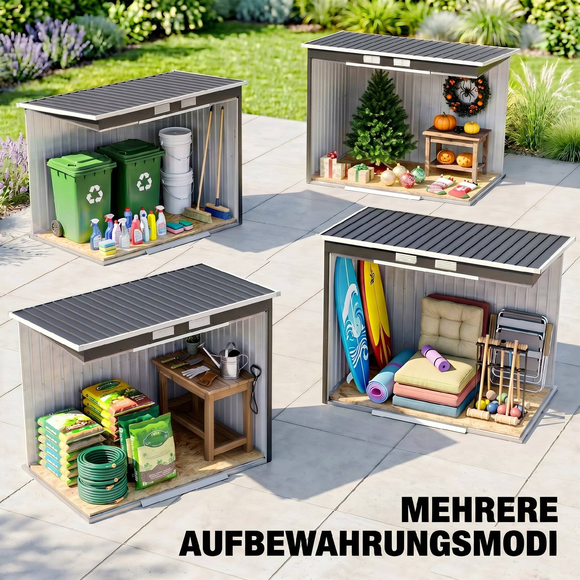 ComfortXL - Abri de jardin acier galvanisé 213 x 130 x 172 cm gris foncé avec portes coulissantes - ComfortXL Outdoor Living - Image 10