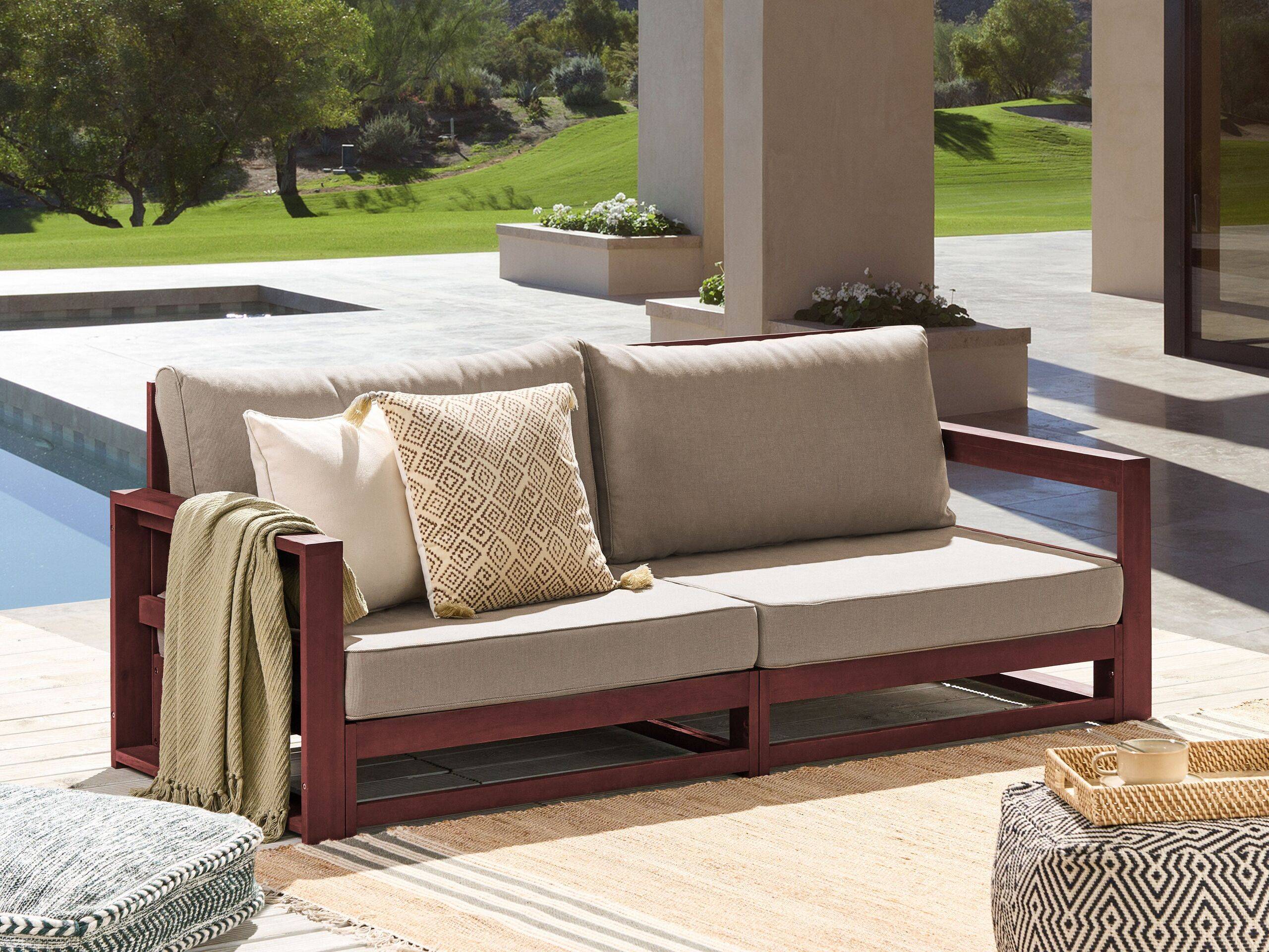 Beliani - Canapé de Jardin Acajou et Taupe en Bois d'Acacia Confort d'Assise Optimal avec Coussins pour Ensemble 2 Places Angle - Image 2