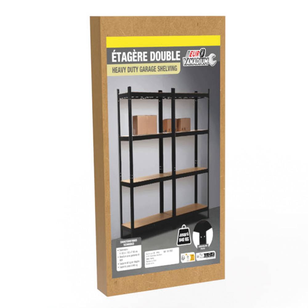 Étagère de garage métallique robuste 160x160cm : charge lourde, modulable, facile à monter 40 cm Noir - Image 10