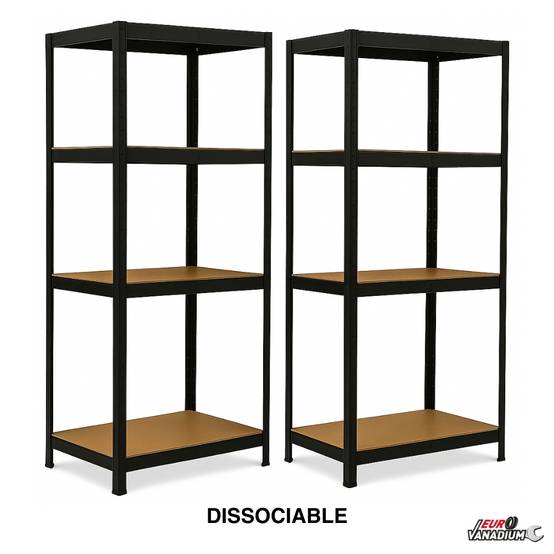 Étagère de garage métallique robuste 160x160cm : charge lourde, modulable, facile à monter 40 cm Noir - Image 6