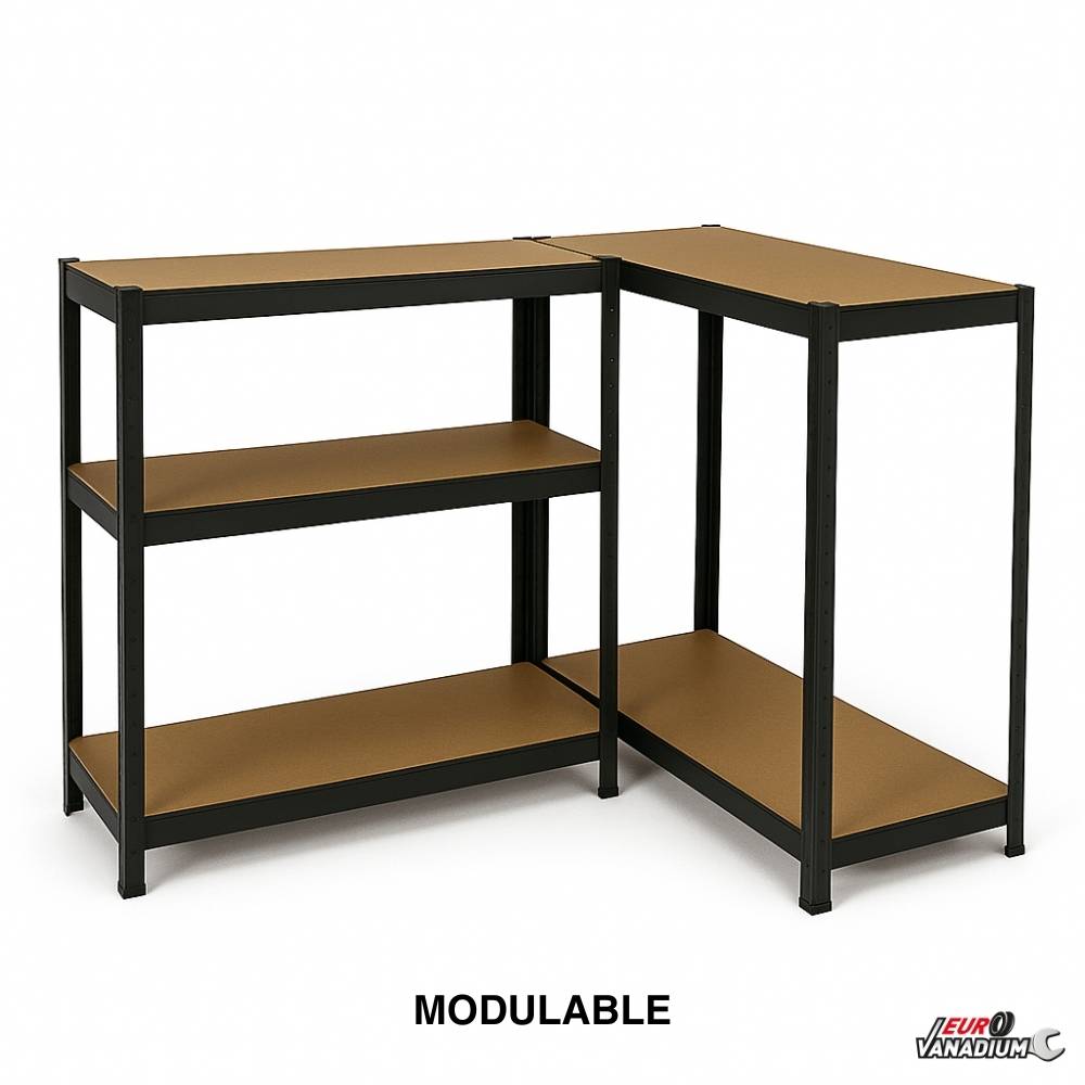Étagère de garage métallique robuste 160x160cm : charge lourde, modulable, facile à monter 40 cm Noir - Image 7