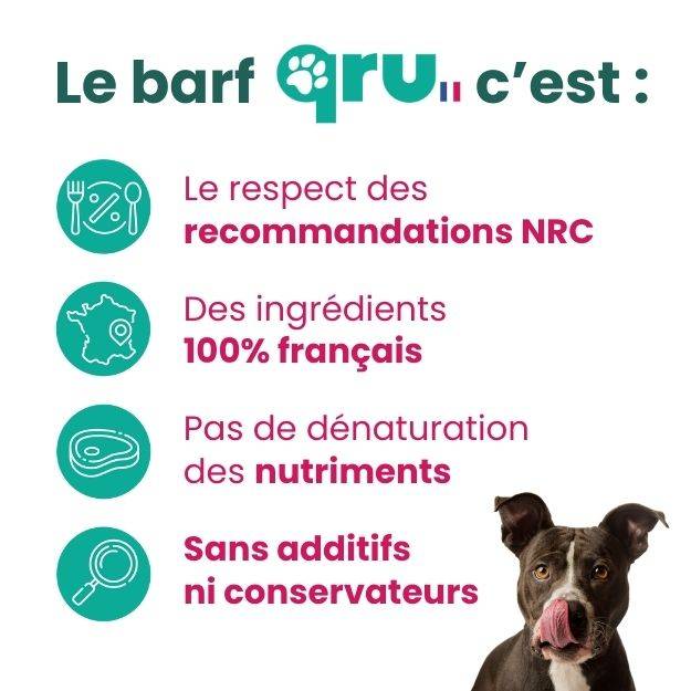 0 - QRU - Aliment barf complet pour chien - Bœuf/Dinde - 450 g - Image 4
