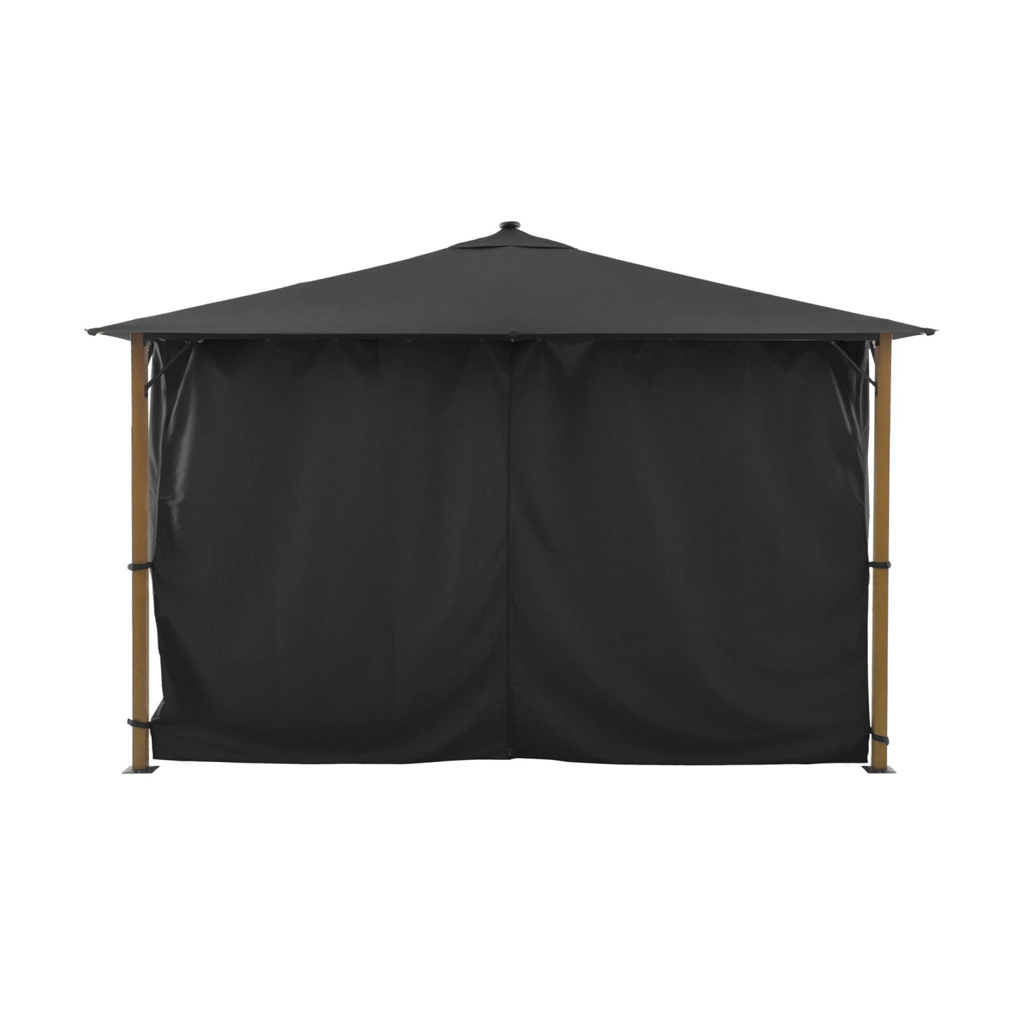 sweeek - Tonnelle 4x3m aluminium effet bois avec rideaux et led anthracite - Veluna | sweeek - Image 3