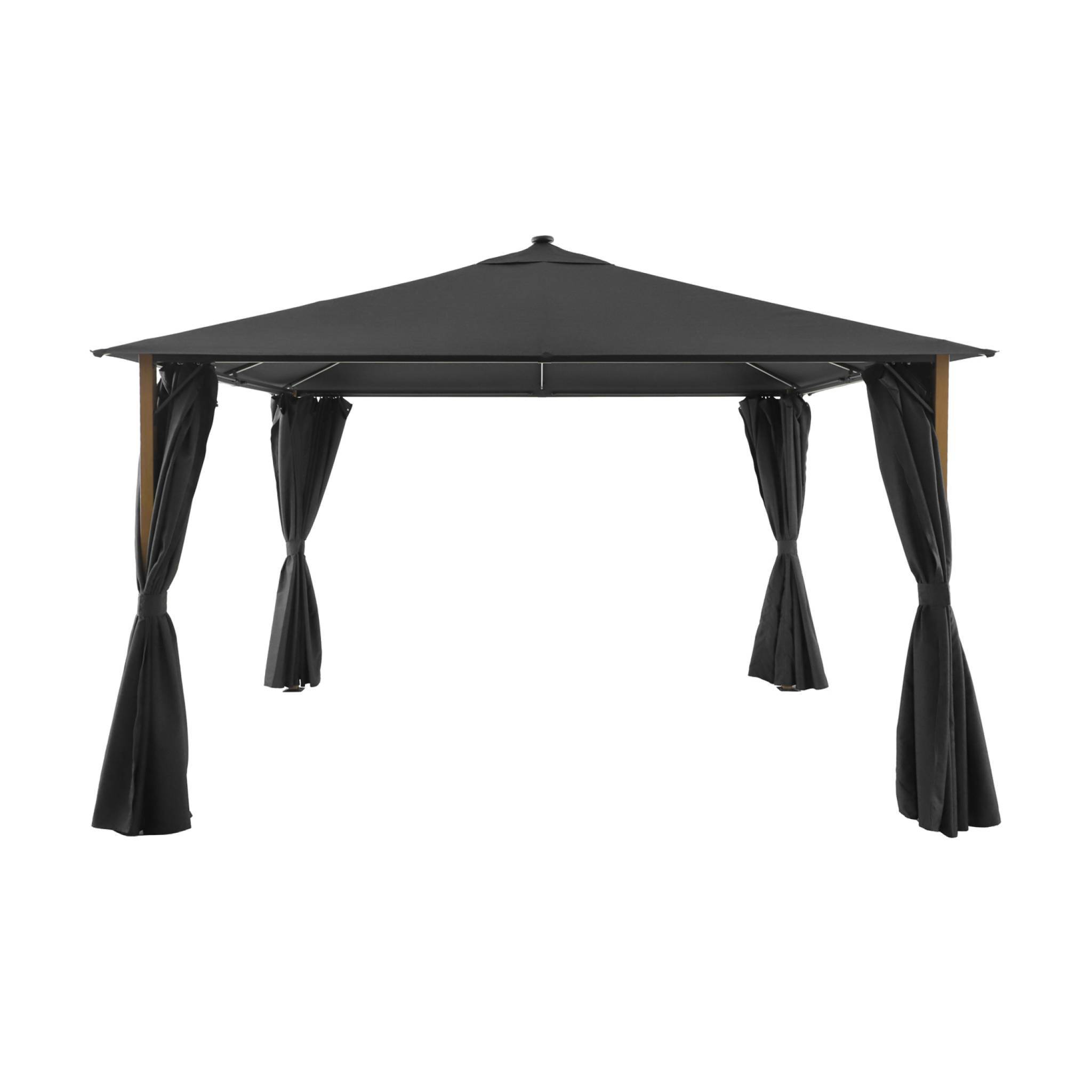 sweeek - Tonnelle 4x3m aluminium effet bois avec rideaux et led anthracite - Veluna | sweeek - Image 2