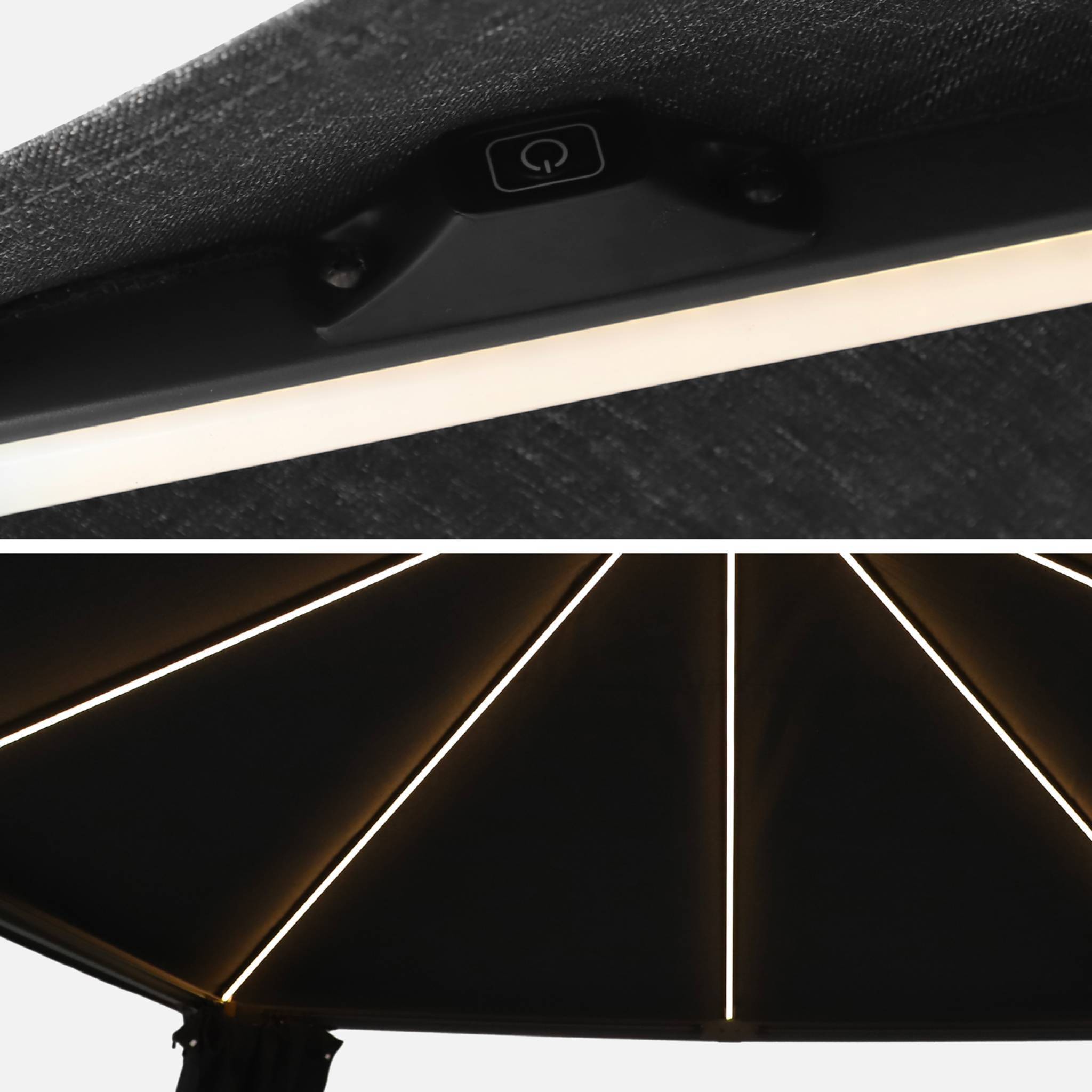 sweeek - Tonnelle 4x3m aluminium effet bois avec rideaux et led anthracite - Veluna | sweeek - Image 6