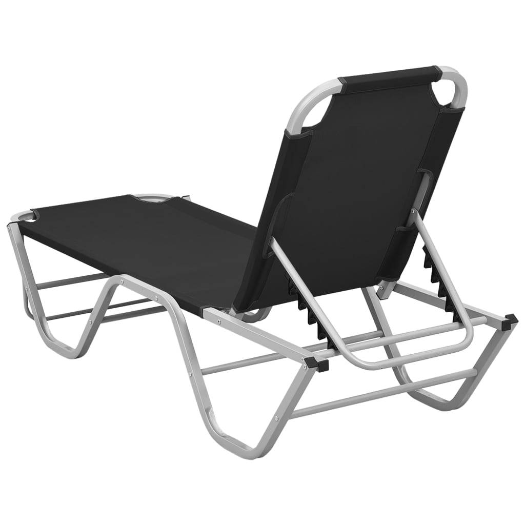 PANGIVO - Chaise longue aluminium et textilène noir 190 x 59 x 30 cm - PANGIVO - Image 4