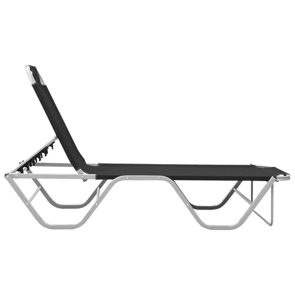 PANGIVO - Chaise longue aluminium et textilène noir 190 x 59 x 30 cm - PANGIVO - Image 2