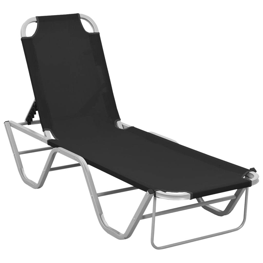 PANGIVO - Chaise longue aluminium et textilène noir 190 x 59 x 30 cm - PANGIVO - Image 1