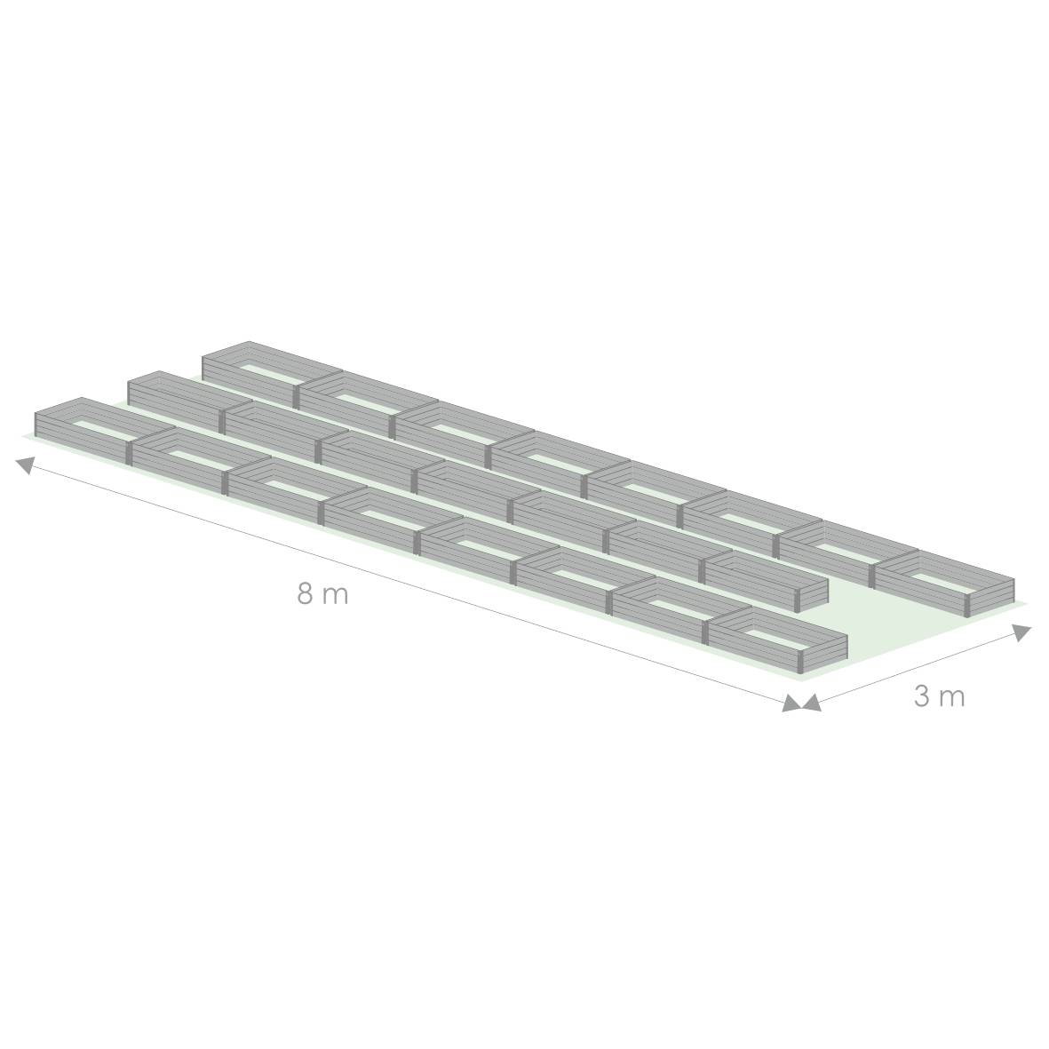 Kit de jardinière surélevées pour une serre 3x8 m, acier galvanisé, Klasika Greenhouses - Image 2