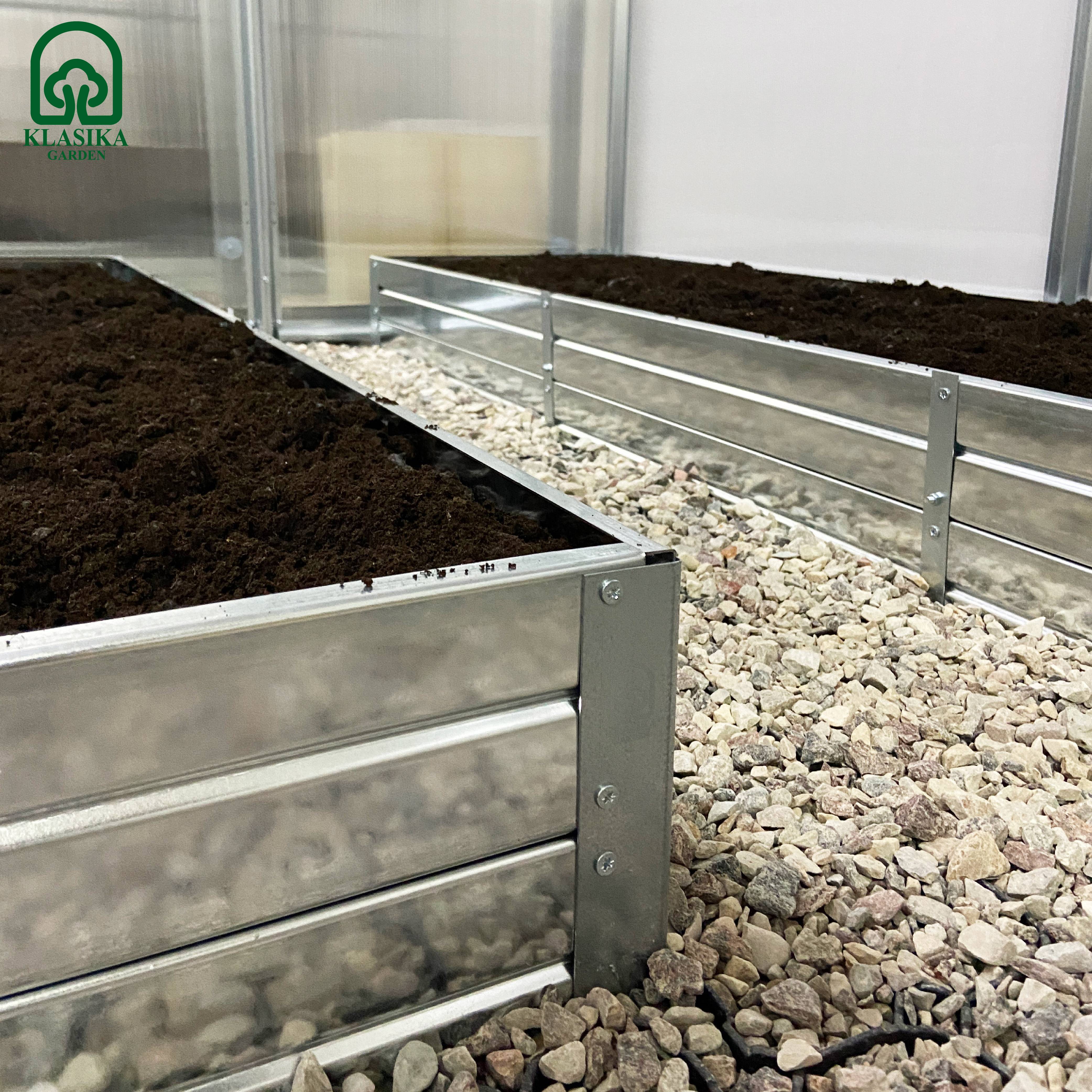 Kit de jardinière surélevées pour une serre 3x8 m, acier galvanisé, Klasika Greenhouses - Image 7