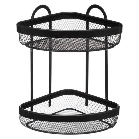 Étagère d'Angle 2 Niveaux "Mayaj" 33cm Noir - Image 1