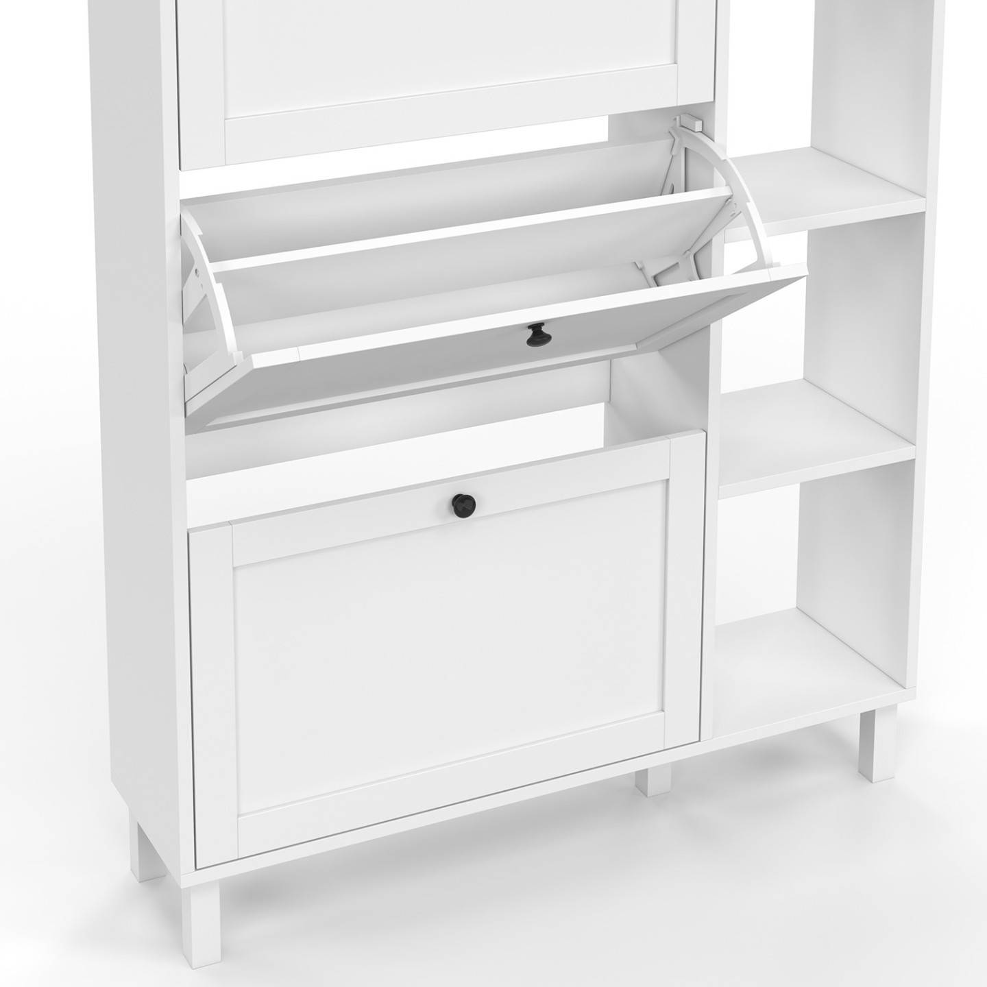 IDMARKET - Meuble à chaussures 18 paires ACHILLE 3 portes blanc et plateau bois avec étagère - Image 6