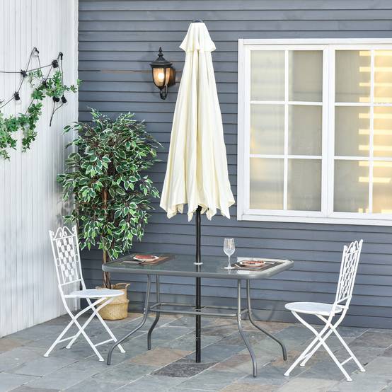 Table de Jardin rectangulaire dim. 120L X 80l x 70H cm métal époxy Gris Plateau Verre trempé - Image 4