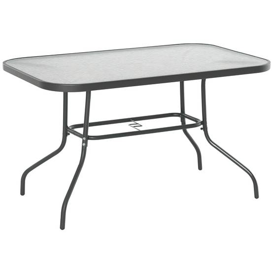 Table de Jardin rectangulaire dim. 120L X 80l x 70H cm métal époxy Gris Plateau Verre trempé - Image 1