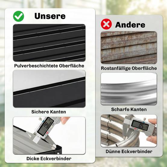 ComfortXL - Carré potager acier galvanisé pour jardin terrasse potager sans fond grand volume 120x120x30cm gris - ComfortXL Outdoor Living - Image 7