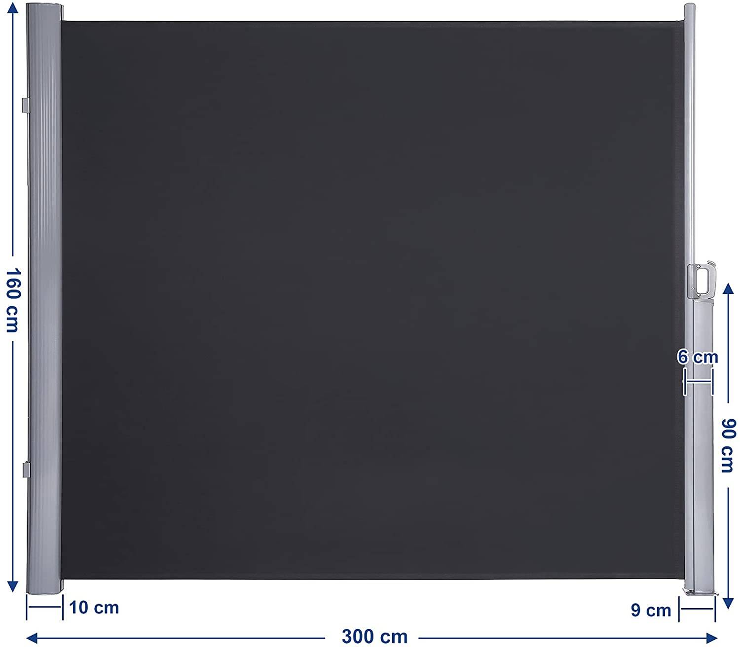 Helloshop26 - Store latéral 160 x 300 store latéral extractible brise-vue pare-soleil tissus en polyester 280 g/㎡ gris foncé - Image 2