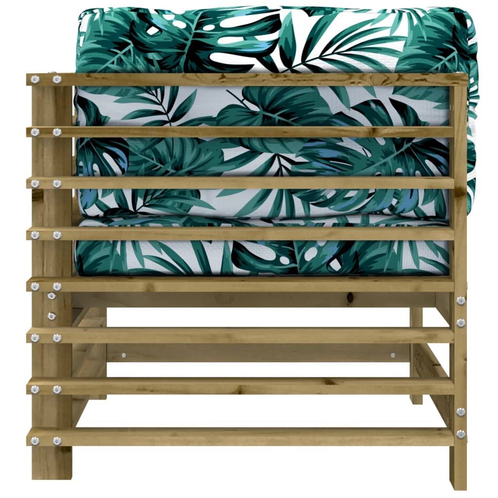 Duo de Canapés d'angle en pin imprégné longue durée avec coussins motif feuille pour un salon de jardin résistant – ComfortXL Outdoor Living - Image 6