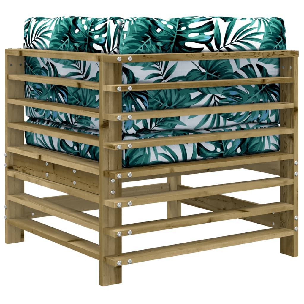 Duo de Canapés d'angle en pin imprégné longue durée avec coussins motif feuille pour un salon de jardin résistant – ComfortXL Outdoor Living - Image 7