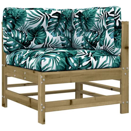 Duo de Canapés d'angle en pin imprégné longue durée avec coussins motif feuille pour un salon de jardin résistant – ComfortXL Outdoor Living - Image 4