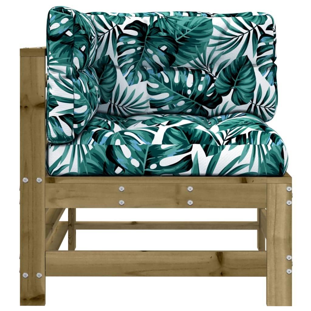 Duo de Canapés d'angle en pin imprégné longue durée avec coussins motif feuille pour un salon de jardin résistant – ComfortXL Outdoor Living - Image 5