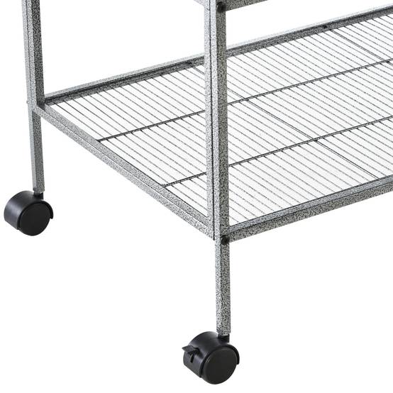Cage à oiseaux à roulettes Pajarera Doble avec 2 plateaux, plusieurs portes, 4 mangeoires, 4 perchoirs, 95 x 45,5 x 102 cm, grise - Image 10