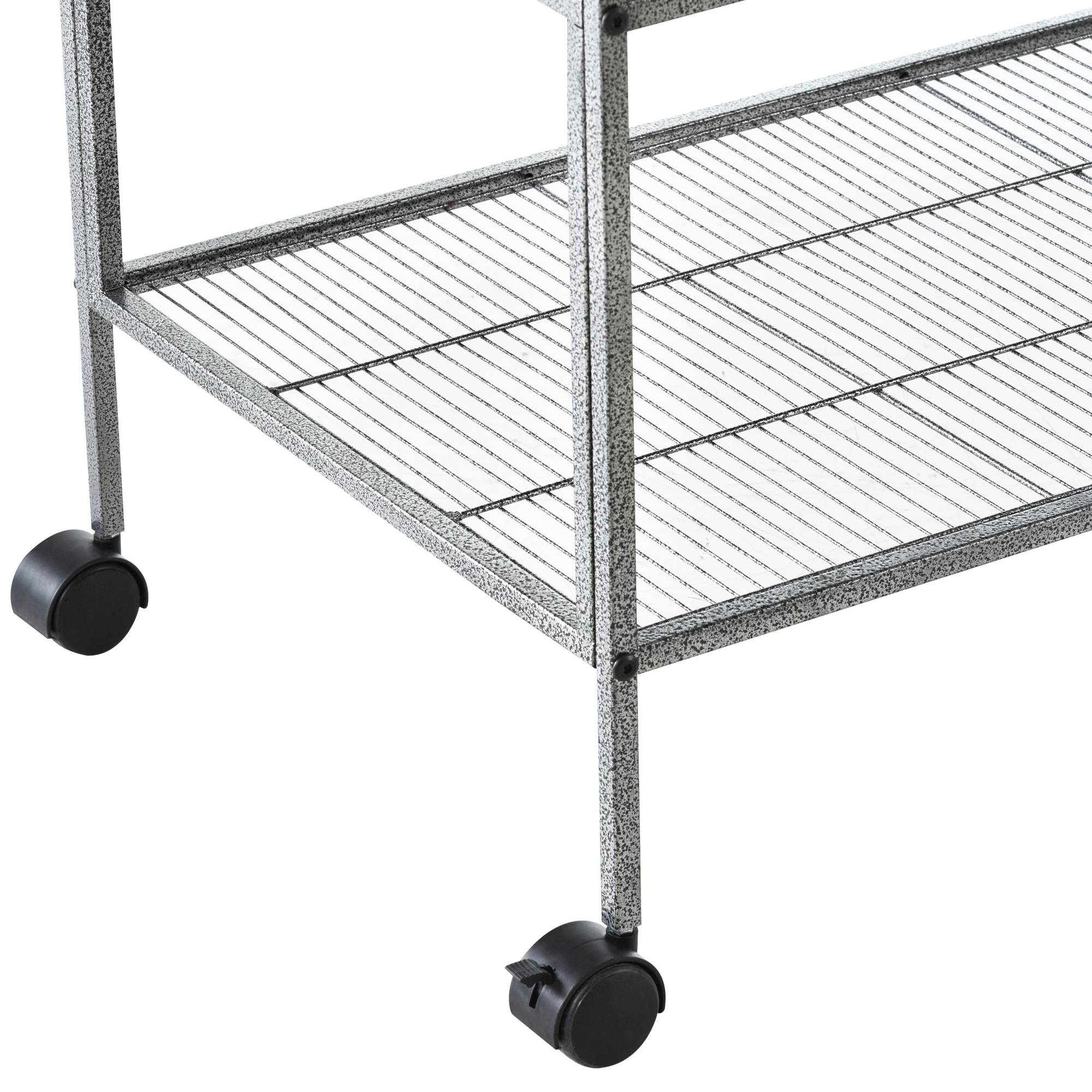 Cage à oiseaux à roulettes Pajarera Doble avec 2 plateaux, plusieurs portes, 4 mangeoires, 4 perchoirs, 95 x 45,5 x 102 cm, grise - Image 10