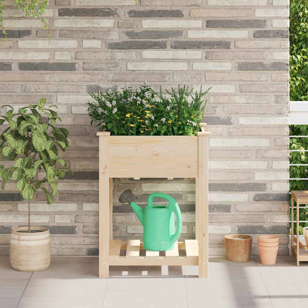 Cache-pot | Bac à fleurs de jardin avec étagère Beige 60,5 x 60 x 76,5 cm - Image 2