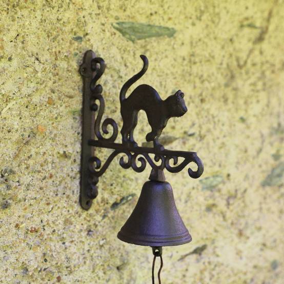 Chemin De Campagne - Cloche de jardin de porte ancienne chat fonte marron 18.5 x 23cm Chemin de campagne - Image 2