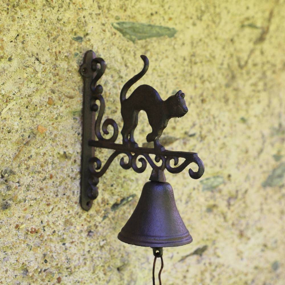 Chemin De Campagne - Cloche de jardin de porte ancienne chat fonte marron 18.5 x 23cm Chemin de campagne - Image 2