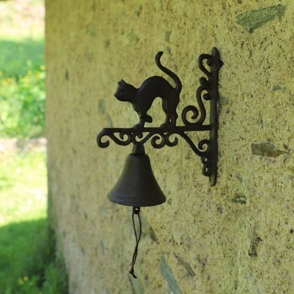 Chemin De Campagne - Cloche de jardin de porte ancienne chat fonte marron 18.5 x 23cm Chemin de campagne - Image 3