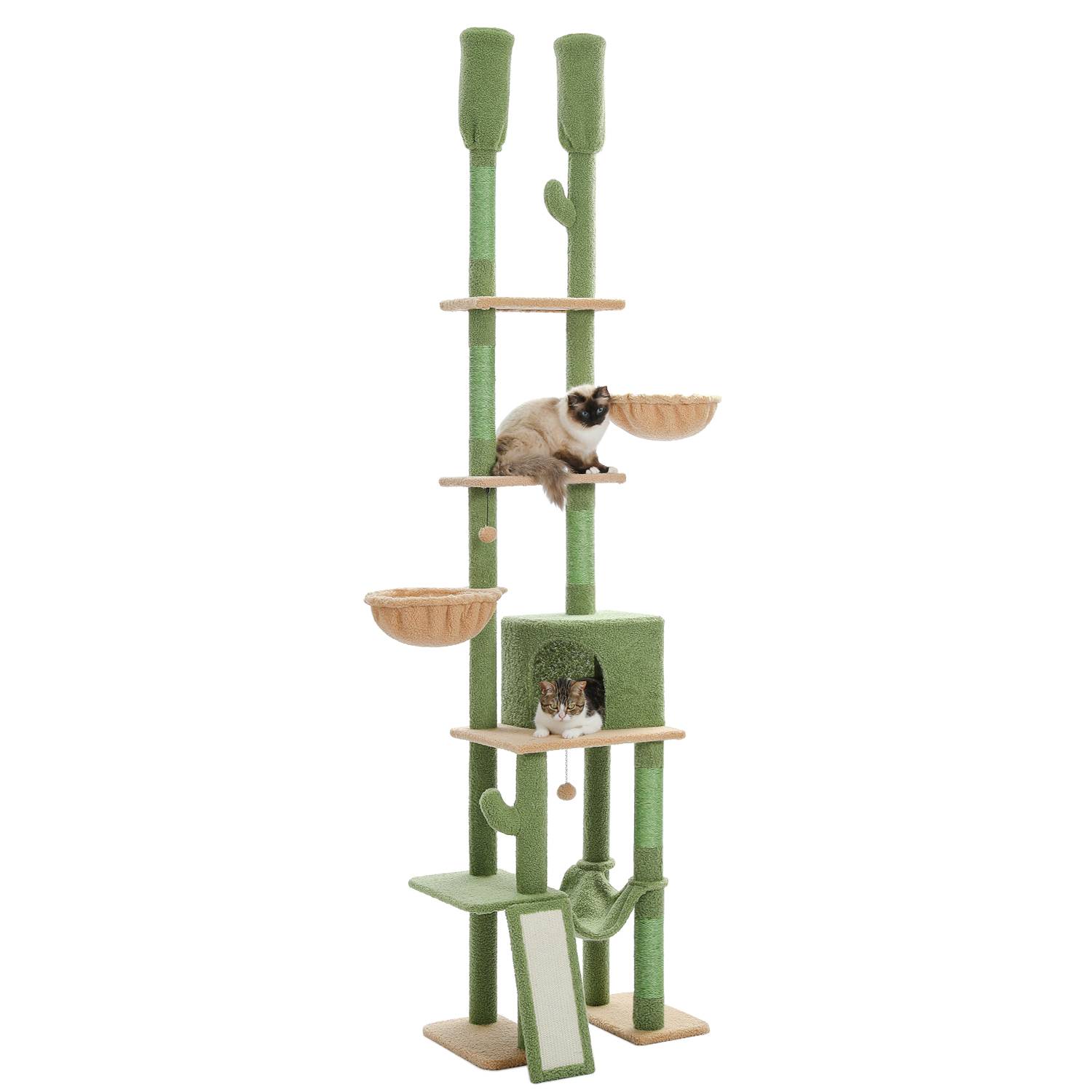 Arbre à Chat du Sol au Plafond avec 2 Poteaux Cactus PAWZ Road - Image 1