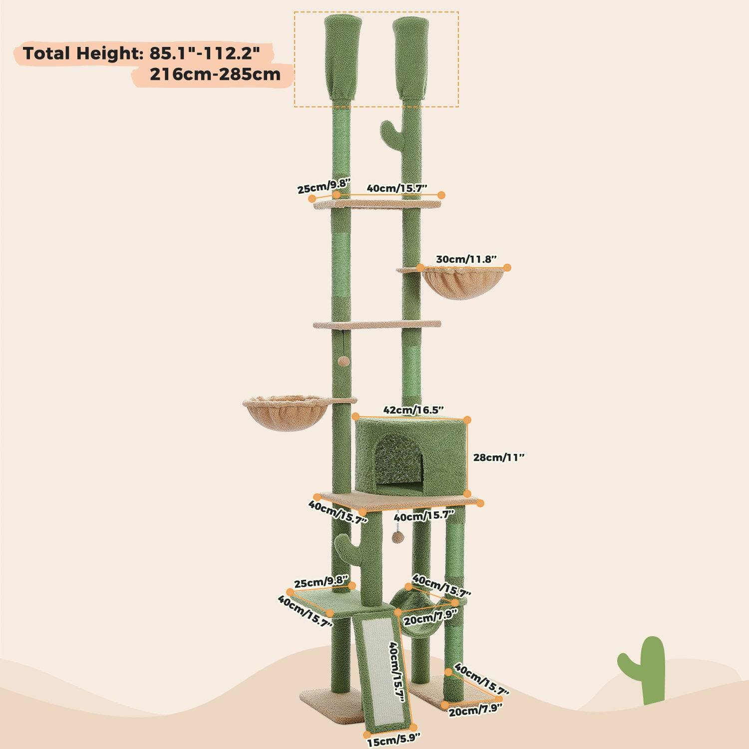 Arbre à Chat du Sol au Plafond avec 2 Poteaux Cactus PAWZ Road - Image 10