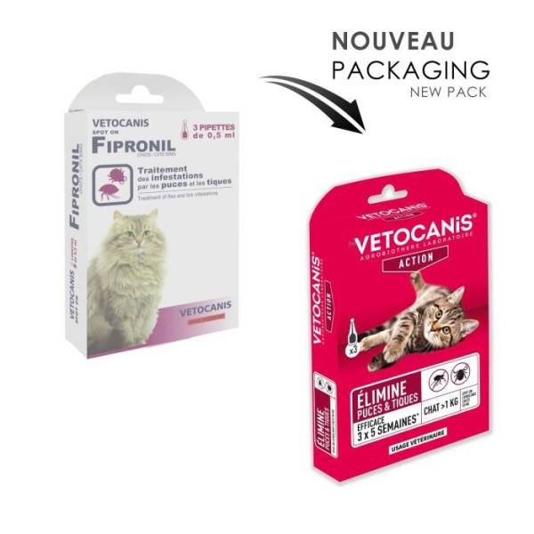 VETOCANIS Pipettes Spot on, Anti-puces et Anti-tiques - Pour chat - Image 2
