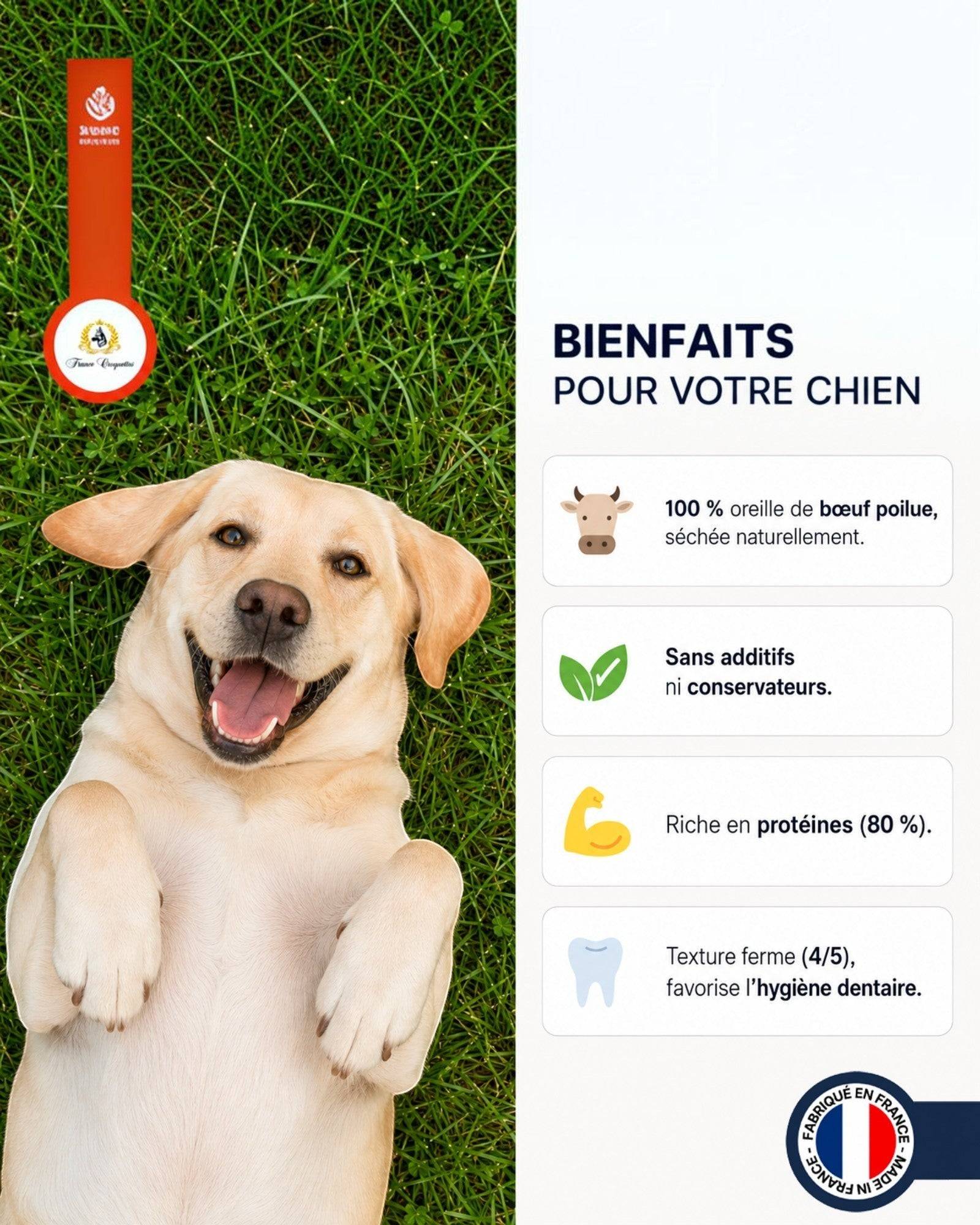 France Croquettes - France Croquettes Friandise pour chien Oreilles de bœuf poilues - 2 x 500 g - Image 5