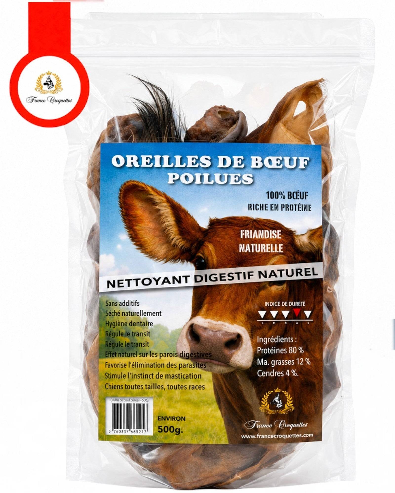 France Croquettes - France Croquettes Friandise pour chien Oreilles de bœuf poilues - 2 x 500 g - Image 1