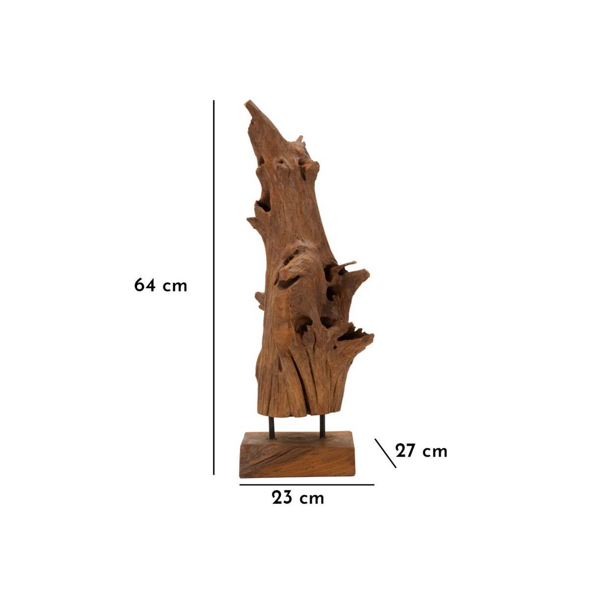 Objet Déco Tronc d'Arbre en Teck "Akars" 64cm Naturel - Image 7