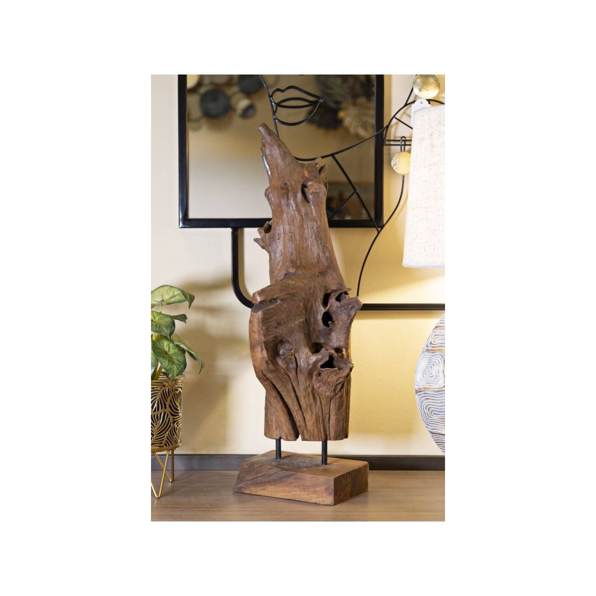Objet Déco Tronc d'Arbre en Teck "Akars" 64cm Naturel - Image 6