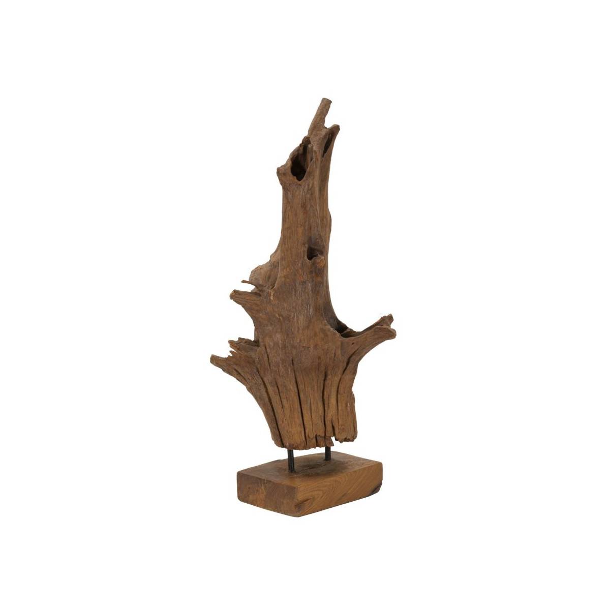 Objet Déco Tronc d'Arbre en Teck "Akars" 64cm Naturel - Image 2