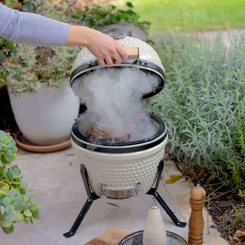 Livoo - Barbecue fumoir céramique KAMADO Champagne - Image 3