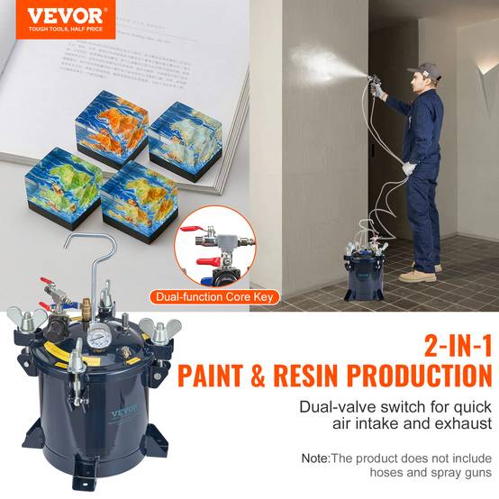 VEVOR Réservoir peinture 10L, pulvérisation régl.70 PSI étanche, déco intérieure. - Image 2