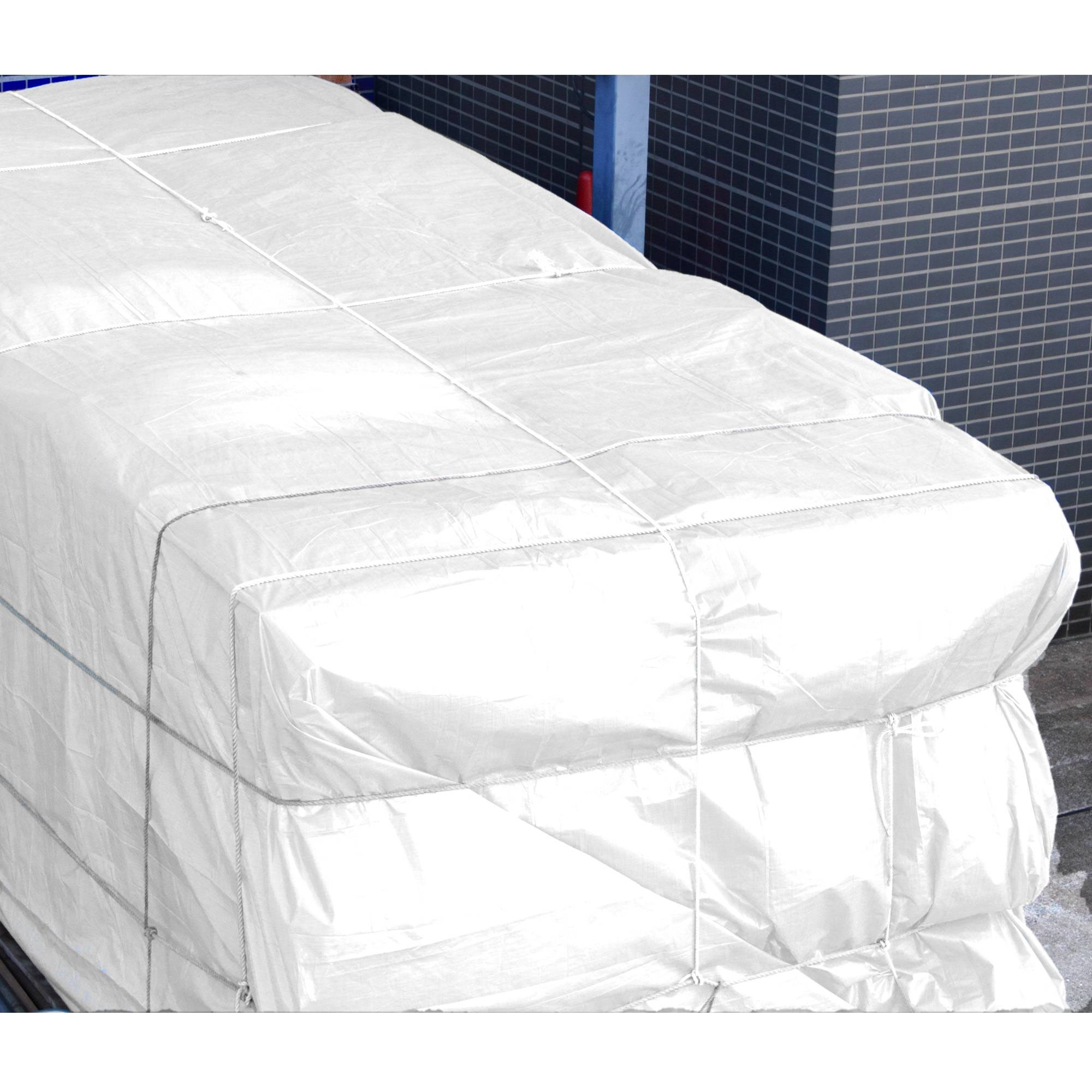 Ecd-Germany - Bâche de Protection Imperméable à l'Eau avec Oeillets - 2 x 3 m 6m² 260g/m² - Polyéthylène PE Blanc - Résistant à la Moisissure - Image 6