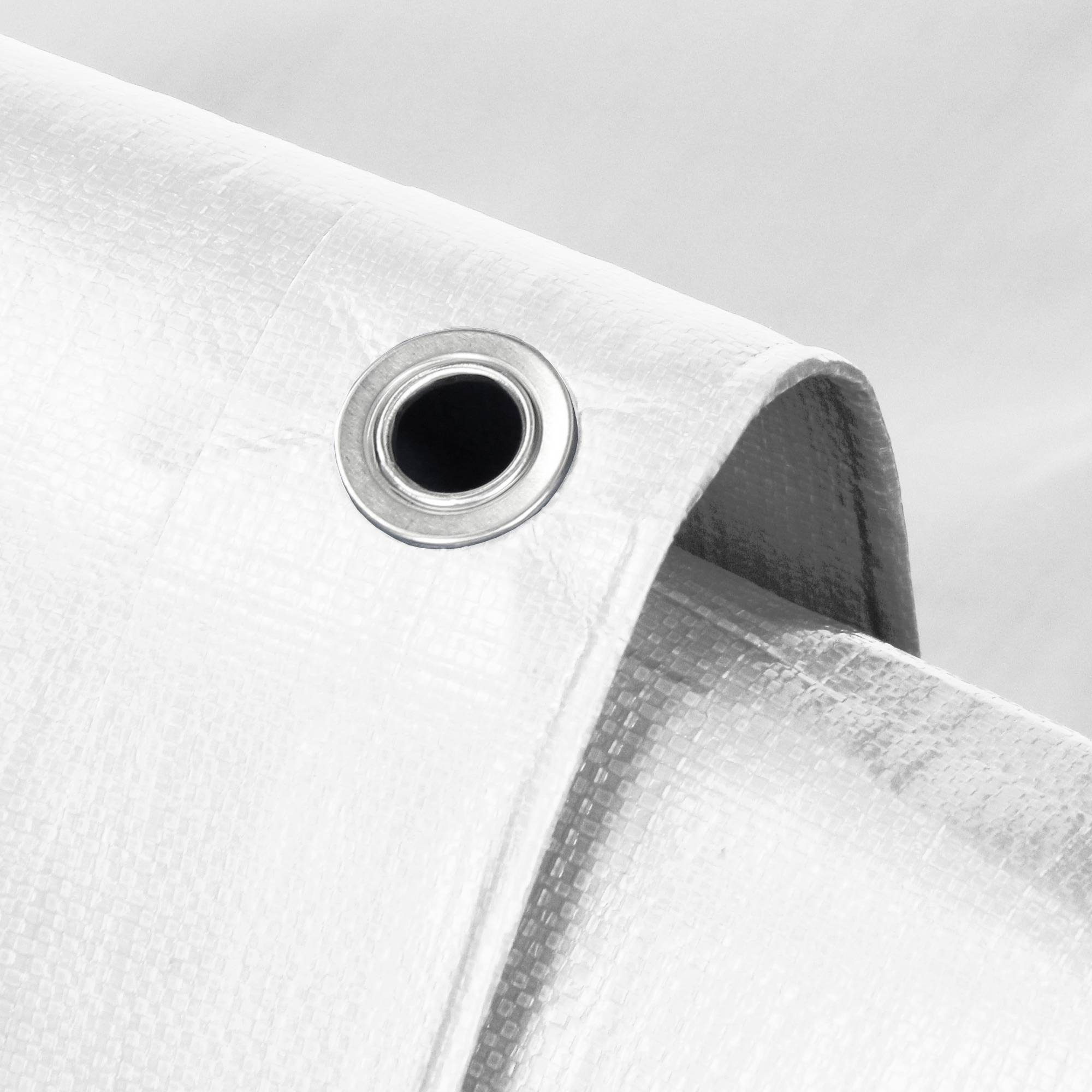 Ecd-Germany - Bâche de Protection Imperméable à l'Eau avec Oeillets - 2 x 3 m 6m² 260g/m² - Polyéthylène PE Blanc - Résistant à la Moisissure - Image 2
