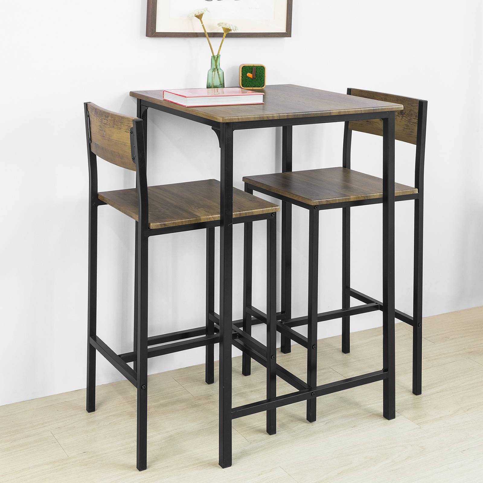 Sobuy - Ensemble Table de Bar + 2 Chaises de Bar Table Mange-Debout Table Haute Cuisine Set de Table + 2 Tabourets de Bar avec Repose-Pieds SoBuy - Image 9